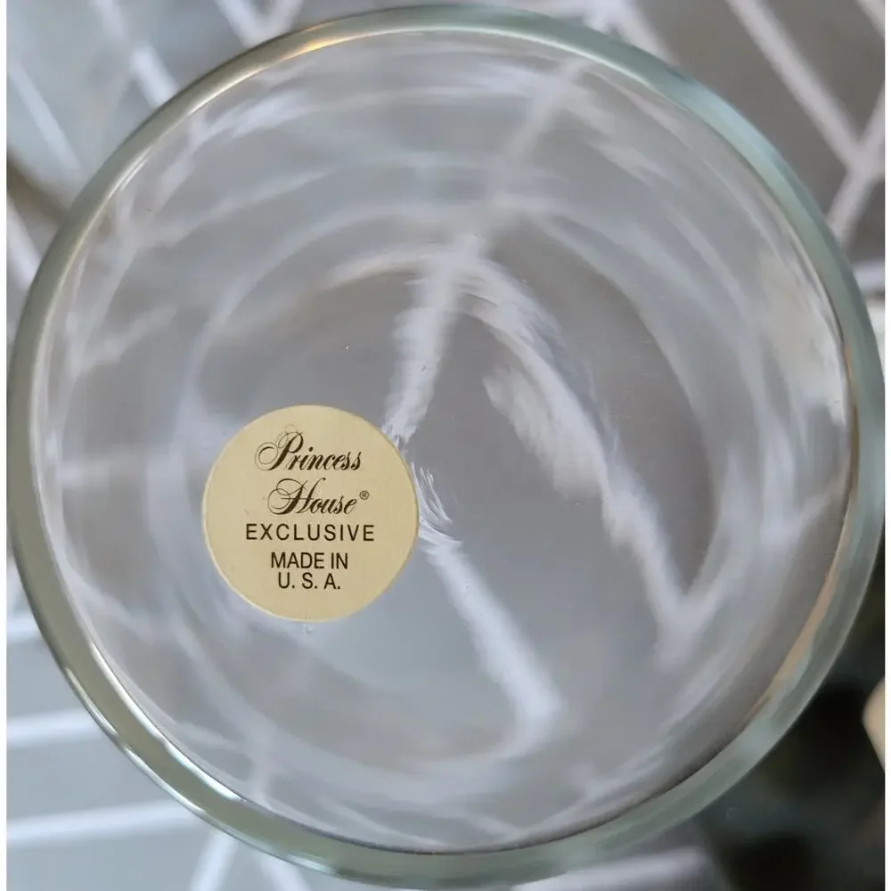 Princess House Heritage Crystal 2pc Vase NIB Etched #400 USA Clear Glass Flower